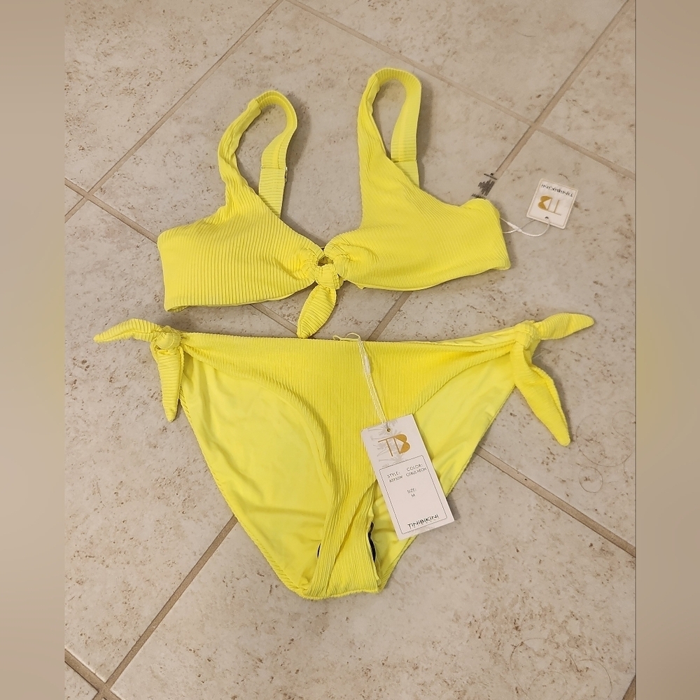 Neon Yellow Womens Bikini Tinibikini NWT Size M Citrus Neon #EE309